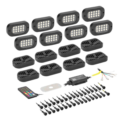 RGBW Wide Angle Rock Light Kit - 8 Pack